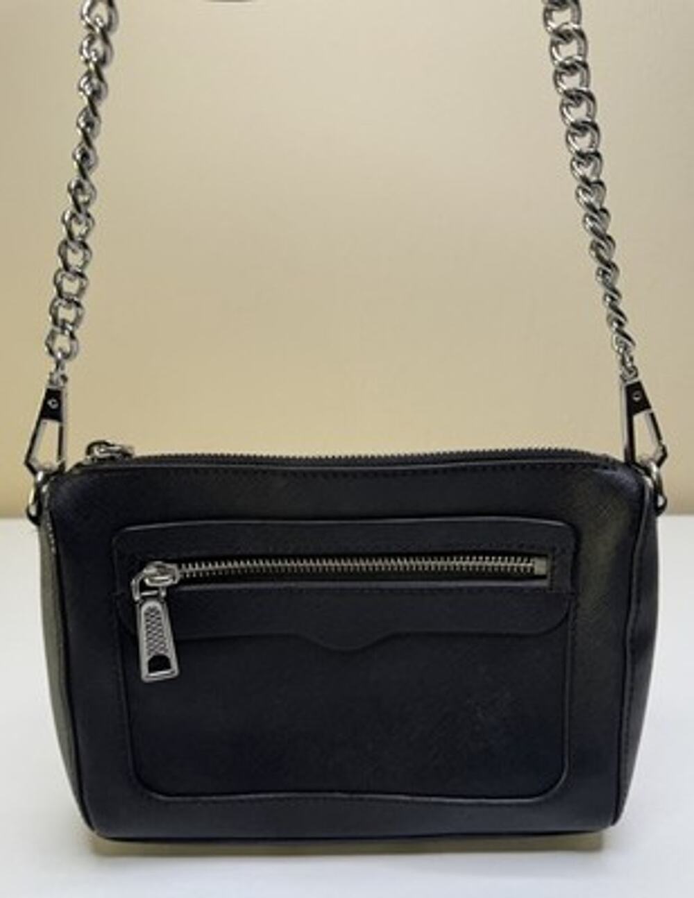 Rebecca Minkoff Avery Crossbody Black Leather Small Zip Pocket Convertible Bag